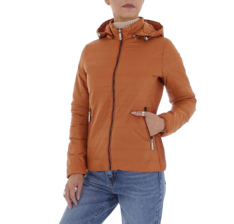 Ital-Design Steppjacke Damen Freizeit (87256353) Kapuze (abnehmbar) Leicht gefüttert Übergangsjack in Orange von Ital-Design