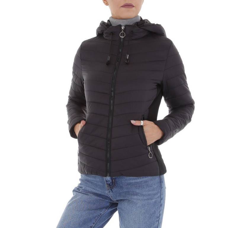 Ital-Design Steppjacke Damen Freizeit (87256509) Kapuze Gefüttert Übergangsjack in Schwarz von Ital-Design
