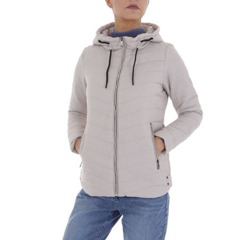 Ital-Design Steppjacke Damen Freizeit (87256530) Kapuze Leicht gefüttert Übergangsjack in Hellgrau von Ital-Design