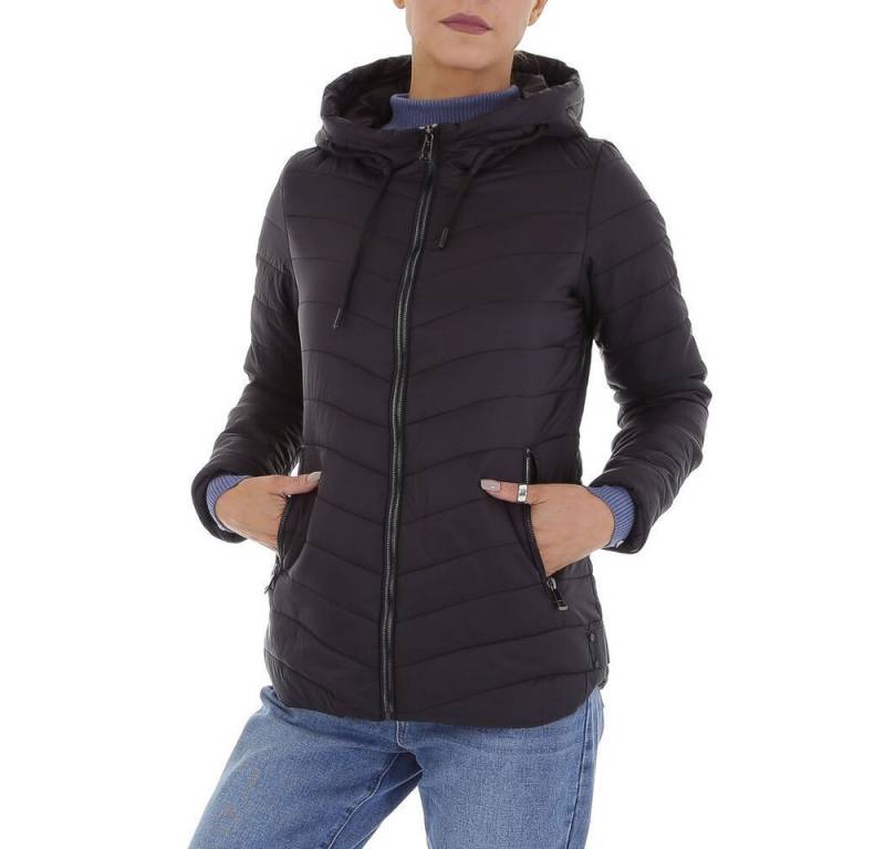 Ital-Design Steppjacke Damen Freizeit (87256532) Kapuze Leicht gefüttert Übergangsjack in Schwarz von Ital-Design