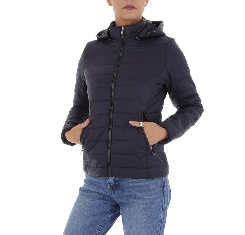 Ital-Design Steppjacke Damen Freizeit (87256699) Kapuze (abnehmbar) Leicht gefüttert Übergangsjack in Dunkelblau von Ital-Design