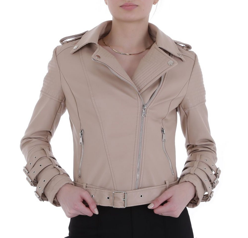 Ital-Design Steppjacke Damen Biker Bikerjacke in Beige von Ital-Design