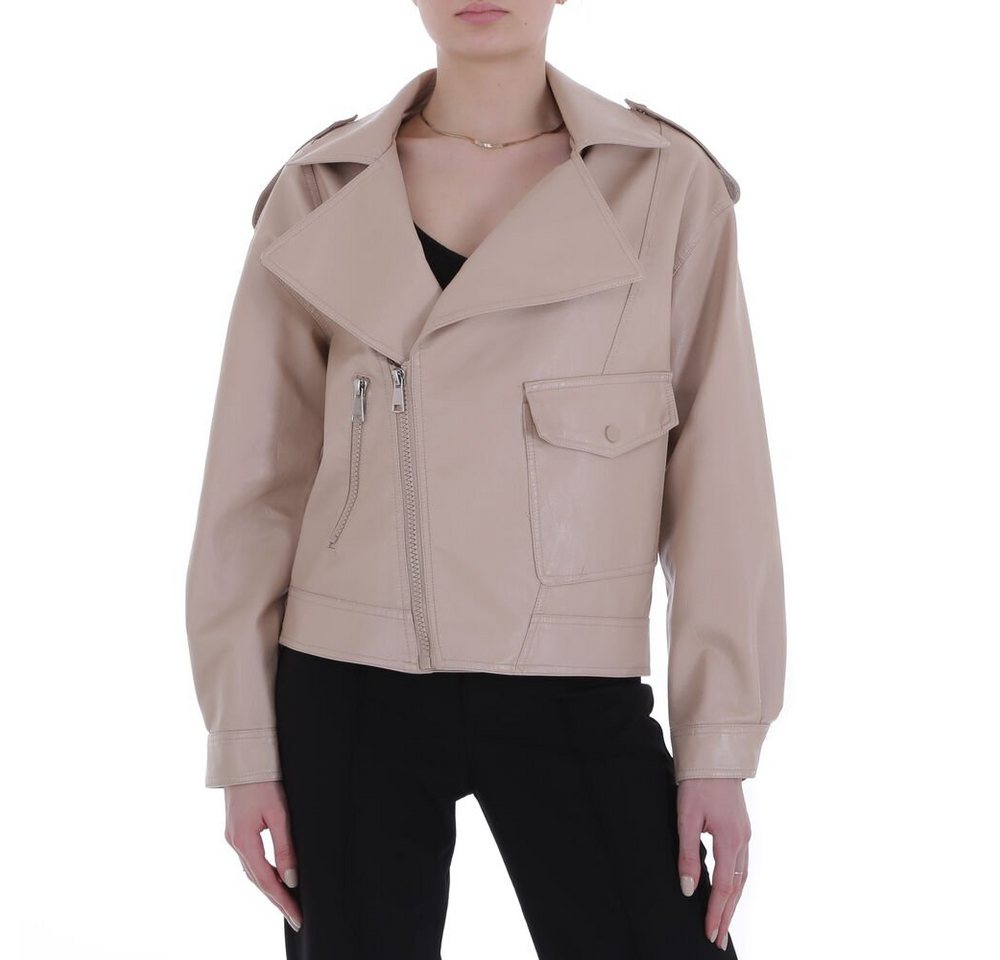 Ital-Design Steppjacke Damen Biker Bikerjacke in Beige von Ital-Design