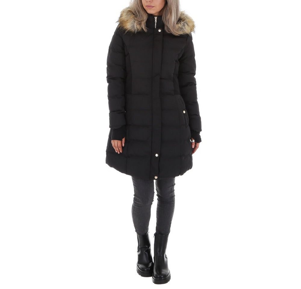 Ital-Design Steppjacke Damen Freizeit Kapuze (abnehmbar) Gefüttert Kurzmantel in Schwarz von Ital-Design