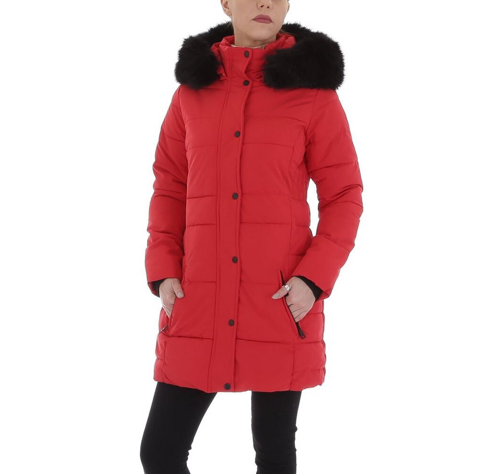 Ital-Design Steppjacke Damen Freizeit Kapuze (abnehmbar) Gefüttert Mantel in Rot von Ital-Design