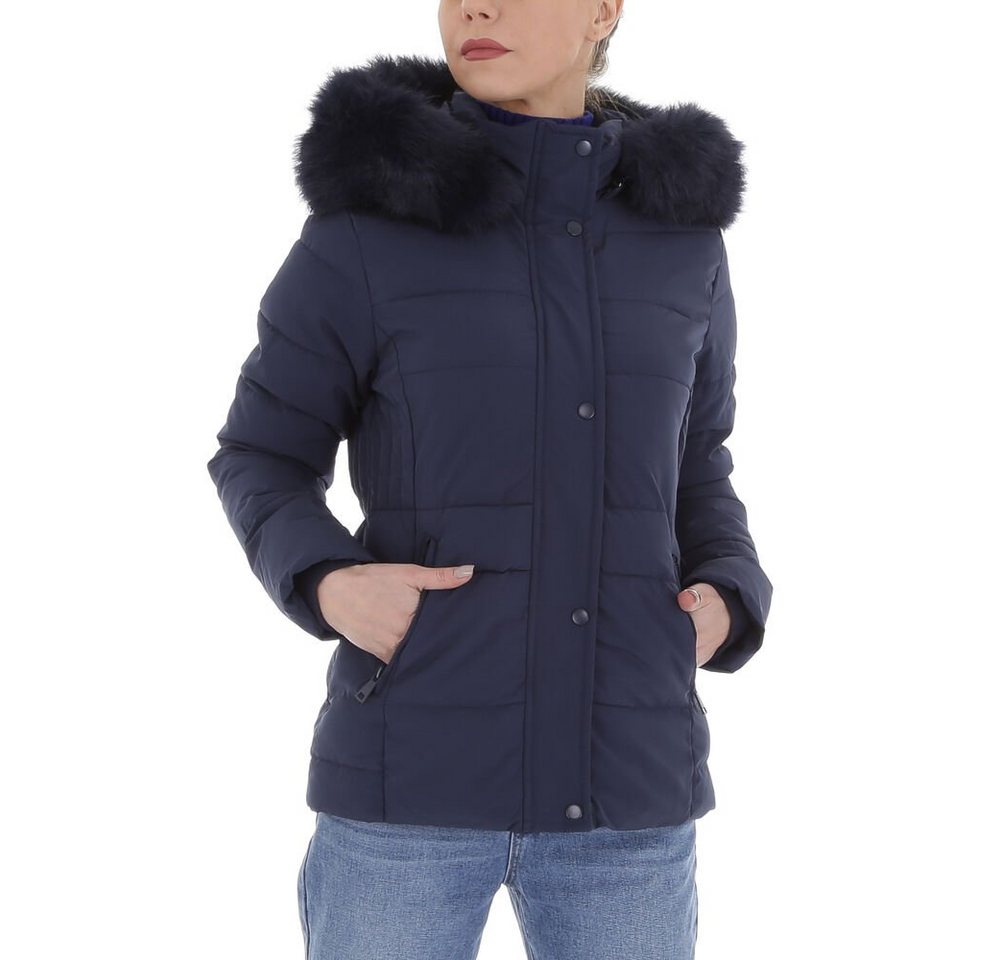 Ital-Design Steppjacke Damen Freizeit Kapuze (abnehmbar) Gefüttert Winterjacke in Dunkelblau von Ital-Design