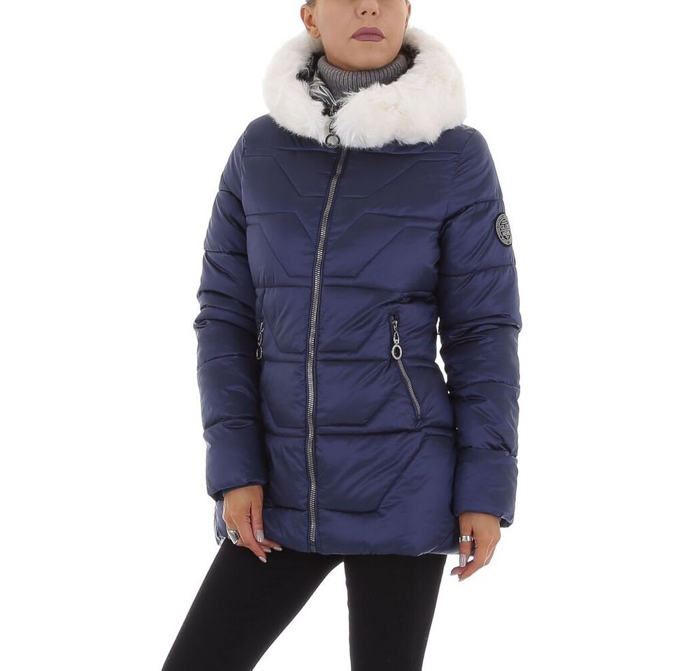 Ital-Design Steppjacke Damen Freizeit Kapuze Gefüttert Winterjacke in Blau von Ital-Design