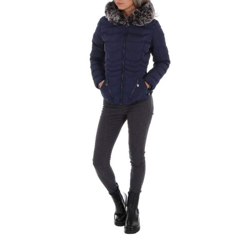 Ital-Design Steppjacke Damen Freizeit Kapuze Gefüttert Winterjacke in Blau von Ital-Design