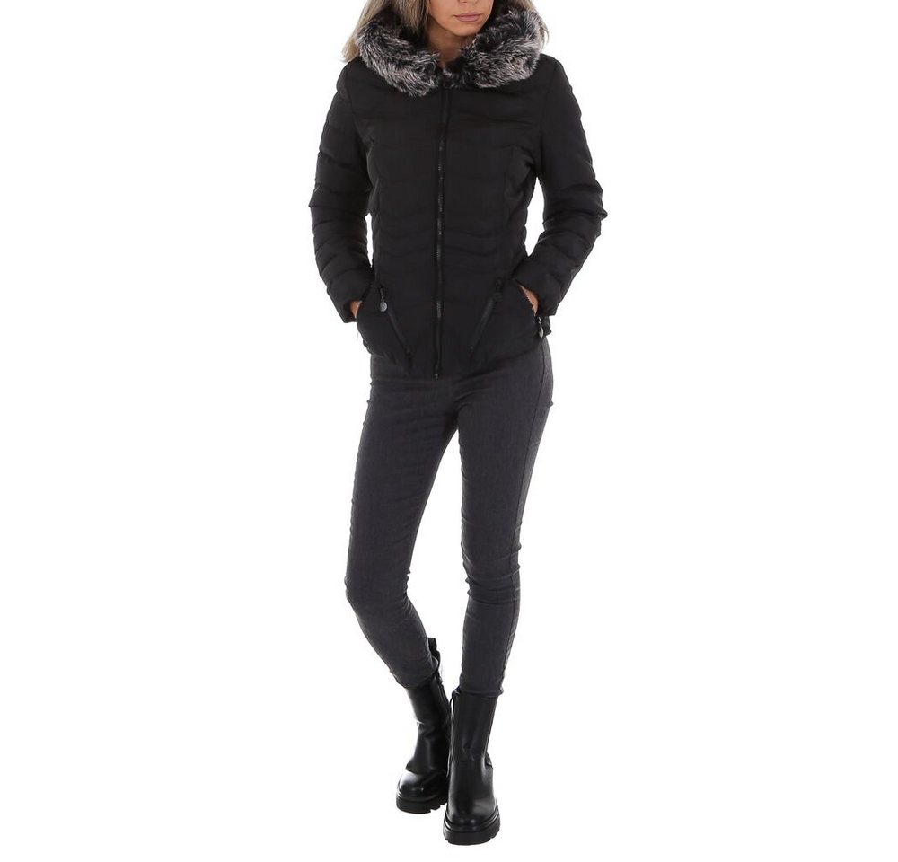 Ital-Design Steppjacke Damen Freizeit Kapuze Gefüttert Winterjacke in Schwarz von Ital-Design