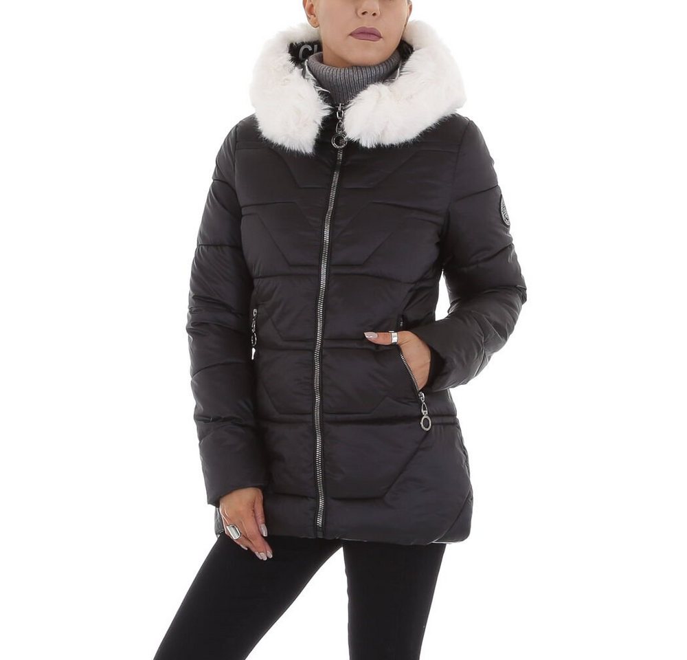 Ital-Design Steppjacke Damen Freizeit Kapuze Gefüttert Winterjacke in Schwarz von Ital-Design