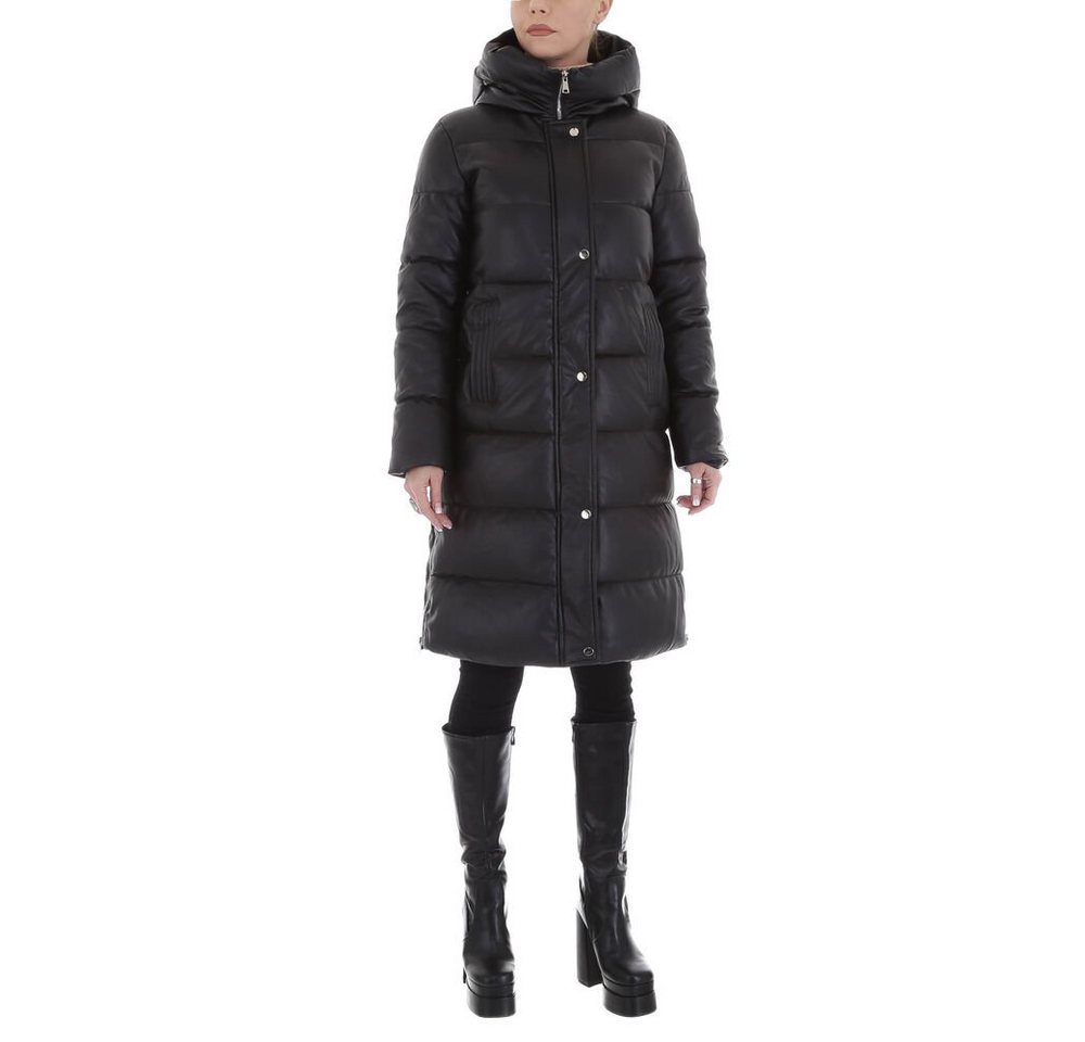 Ital-Design Steppjacke Damen Freizeit Kapuze Gefüttert Wintermantel in Schwarz von Ital-Design