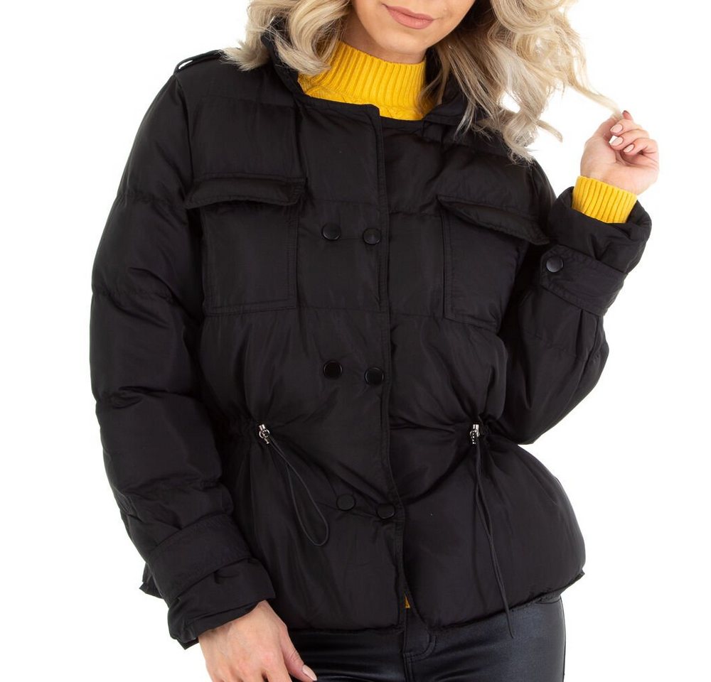 Ital-Design Steppjacke Damen Freizeit Leicht gefüttert Übergangsjack in Schwarz von Ital-Design