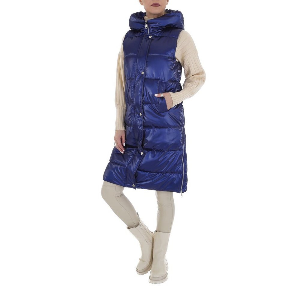 Ital-Design Steppweste Damen Freizeit Kapuze Gefüttert Winterjacke in Blau von Ital-Design