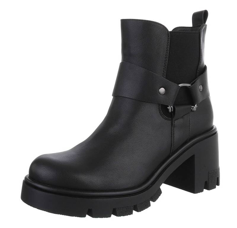 Ital-Design Stilvolle Stiefeletten mit Blockabsatz für Damen Westernstiefelette (90726897) Blockabsatz Stiefeletten in Schwarz von Ital-Design