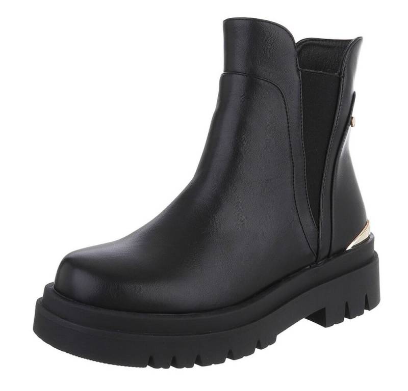Ital-Design Stilvolle Stiefeletten mit Reißverschluss für Damen Plateaustiefelette (90514893) Blockabsatz Stiefeletten in Schwarz von Ital-Design