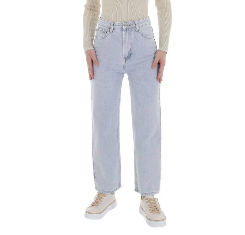 Ital-Design Straight-Jeans Damen Freizeit (86537227) Used-Look High Waist Jeans in Hellblau von Ital-Design