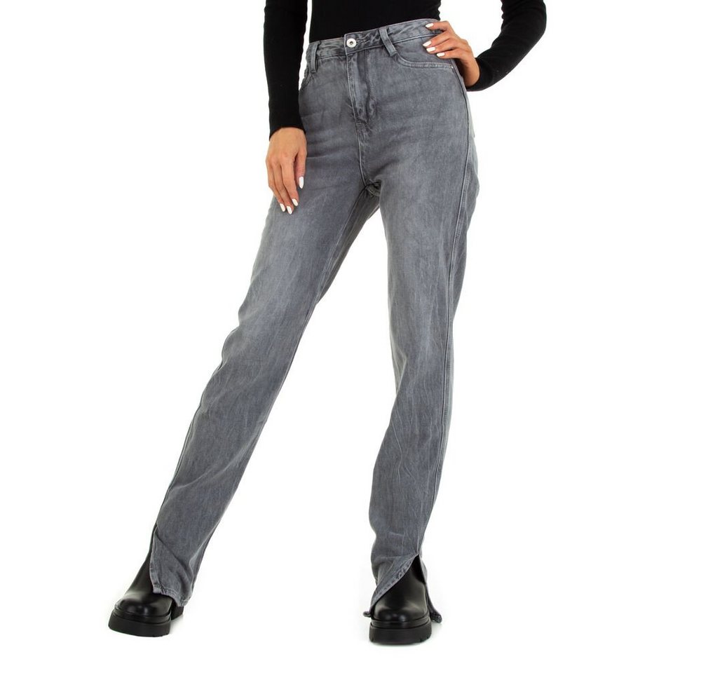 Ital-Design Straight-Jeans Damen Freizeit Straight Leg Jeans in Grau von Ital-Design