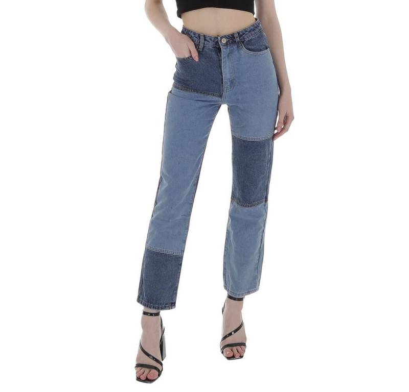 Ital-Design Straight-Jeans Damen Freizeit Used-Look Straight Leg Jeans in Blau von Ital-Design