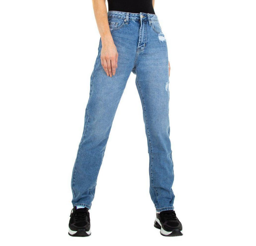 Ital-Design Straight-Jeans Damen Freizeit Used-Look Straight Leg Jeans in Blau von Ital-Design