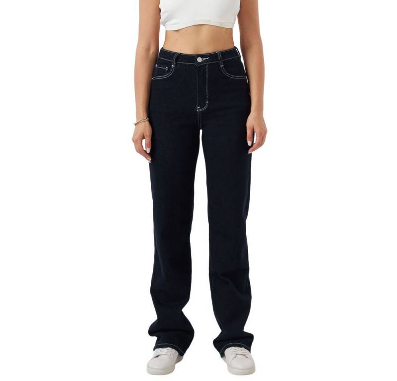 Ital-Design Straight-Jeans Klassische Gerade Jeans für Damen im modischen Look (90861192) Stretch High Waist Jeans in Dunkelblau von Ital-Design