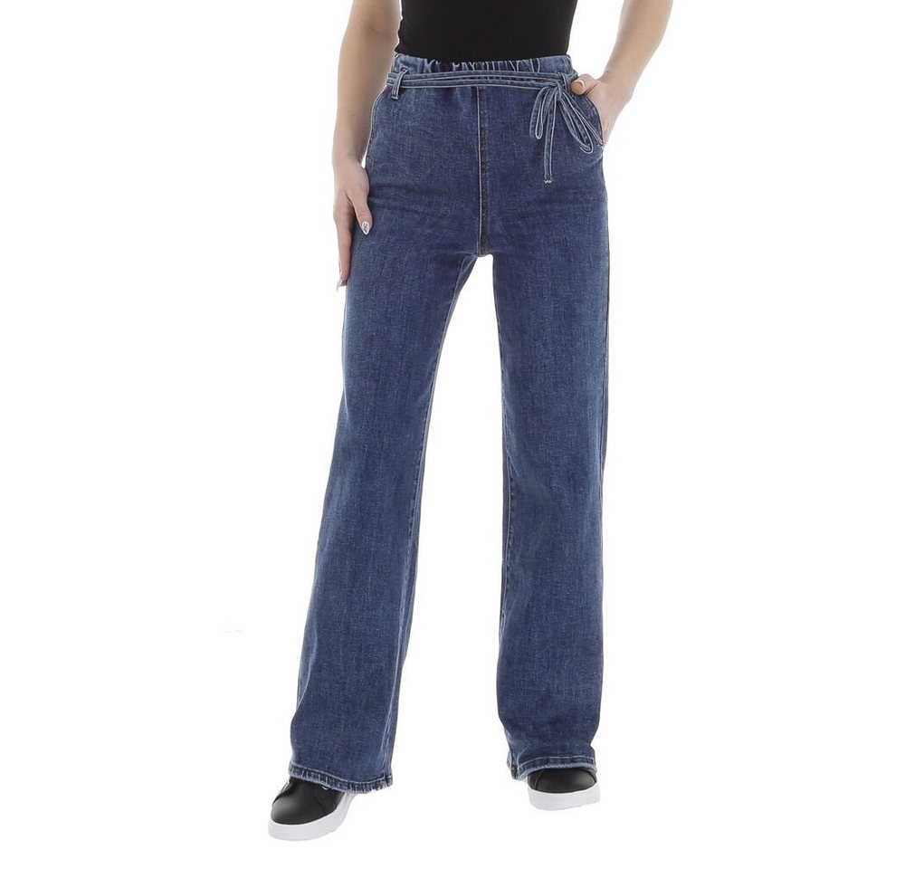 Ital-Design Stretch-Jeans Damen Freizeit Used-Look Stretch High Waist Jeans in Blau von Ital-Design