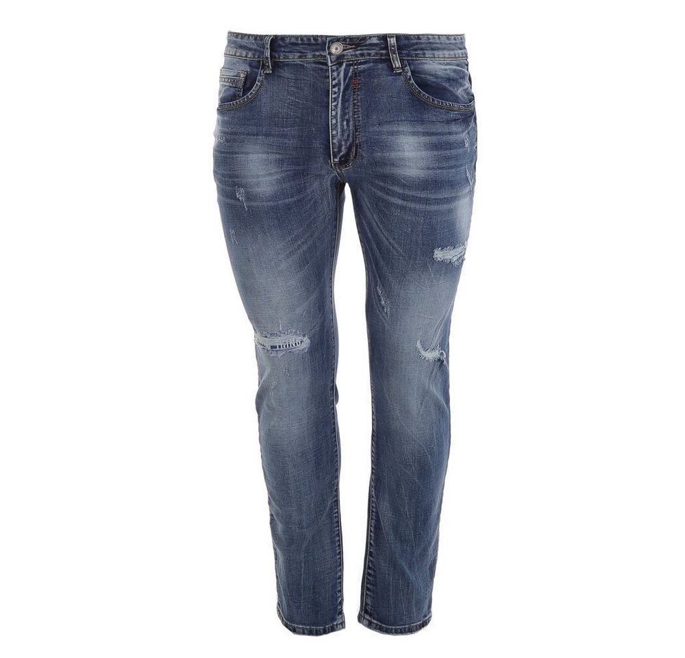 Ital-Design Stretch-Jeans Herren Freizeit Destroyed-Look Stretch Jeans in Blau von Ital-Design