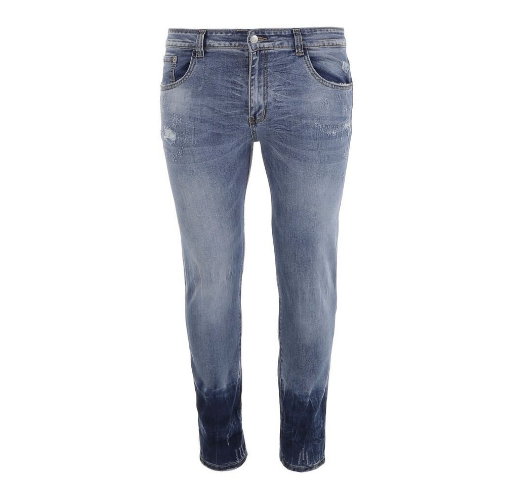 Ital-Design Stretch-Jeans Herren Freizeit Destroyed-Look Stretch Jeans in Blau von Ital-Design