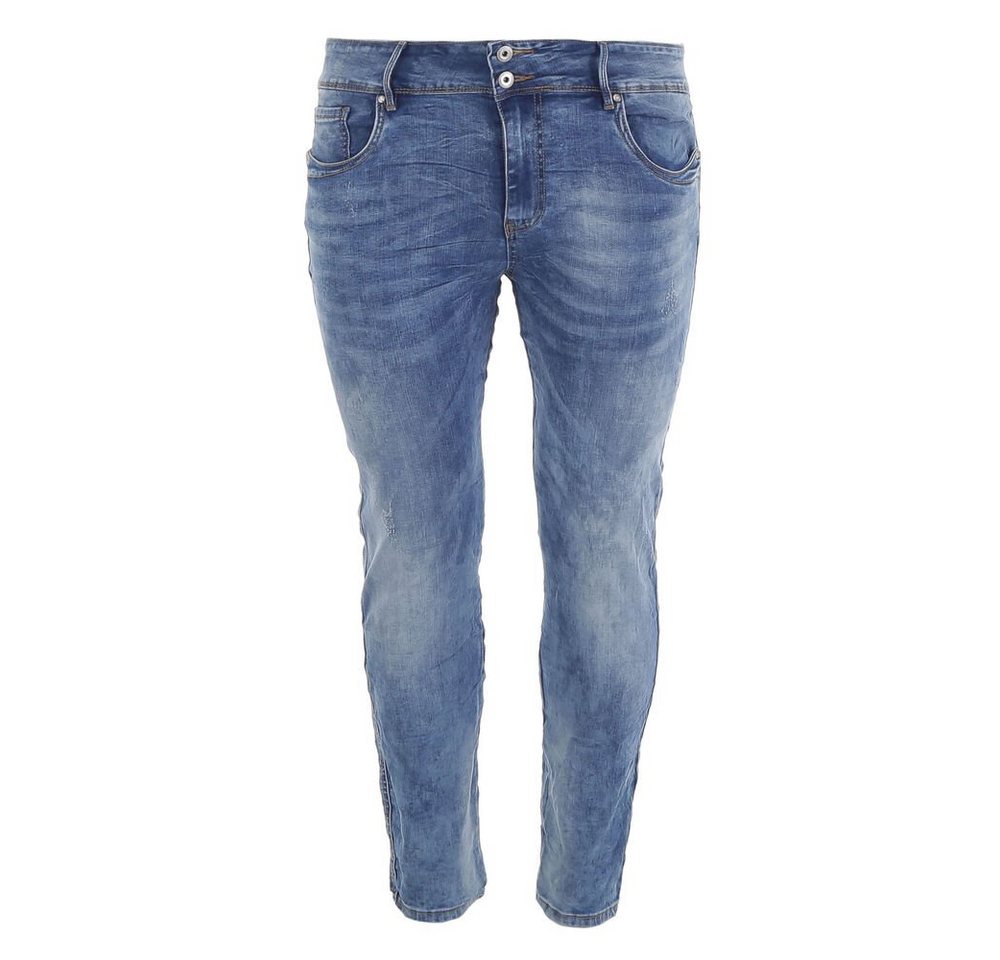 Ital-Design Stretch-Jeans Herren Freizeit Destroyed-Look Stretch Jeans in Blau von Ital-Design