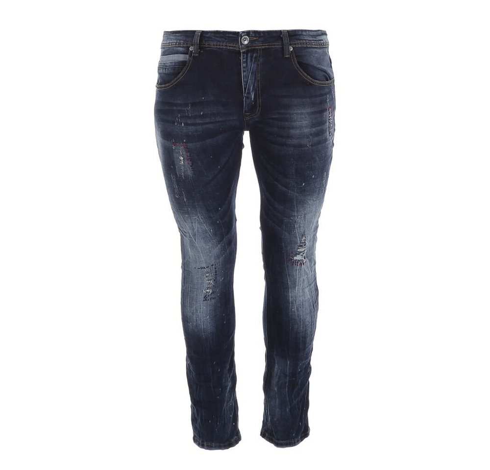 Ital-Design Stretch-Jeans Herren Freizeit Destroyed-Look Stretch Jeans in Dunkelblau von Ital-Design