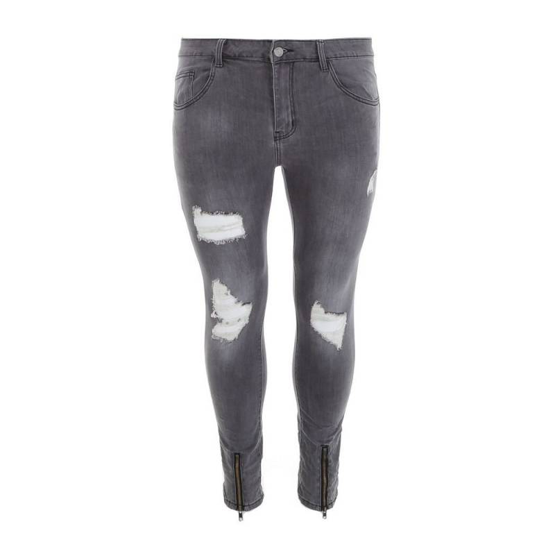 Ital-Design Stretch-Jeans Herren Freizeit (79621963) Destroyed-Look Stretch Jeans in Grau von Ital-Design