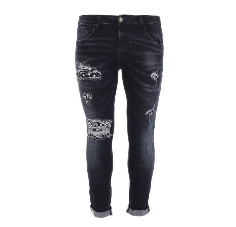 Ital-Design Stretch-Jeans Herren Freizeit (80222721) Destroyed-Look Stretch Jeans in Schwarz von Ital-Design