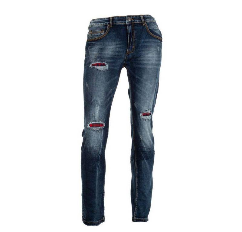 Ital-Design Stretch-Jeans Herren Freizeit Used-Look Jeans in Blau von Ital-Design
