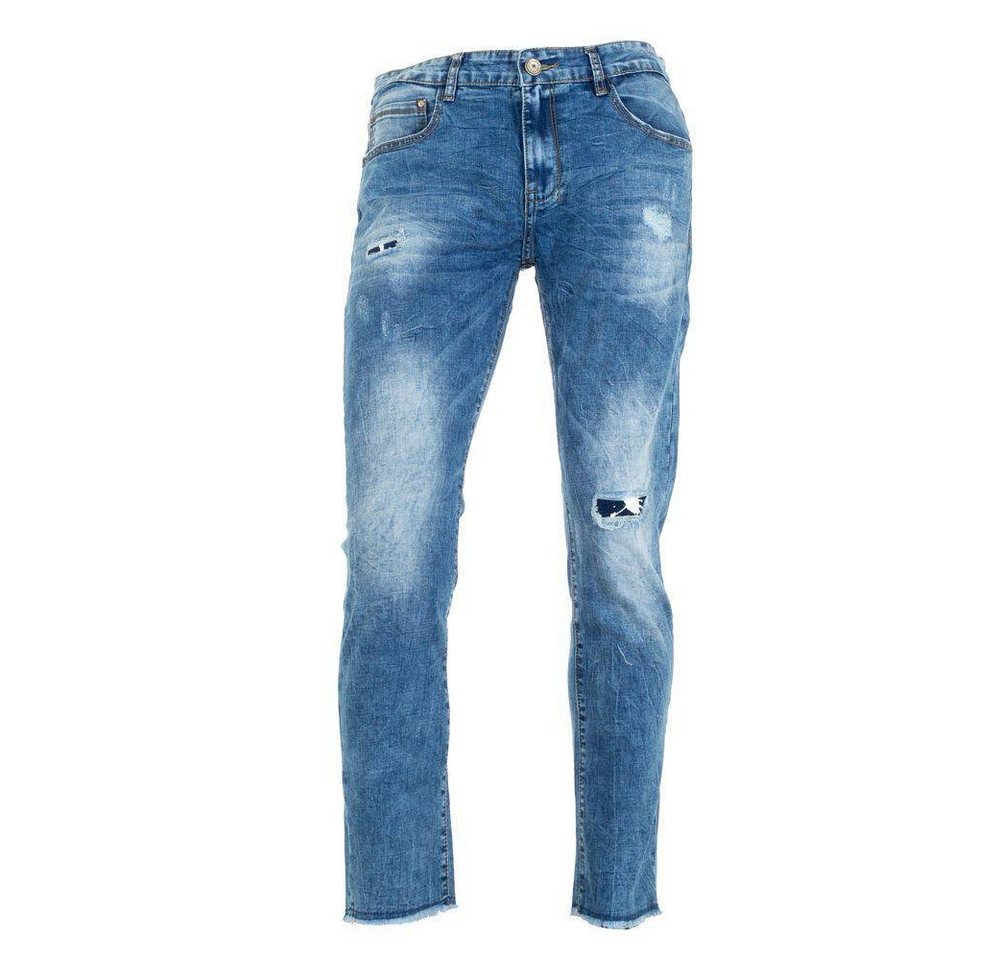 Ital-Design Stretch-Jeans Herren Freizeit Used-Look Jeans in Blau von Ital-Design