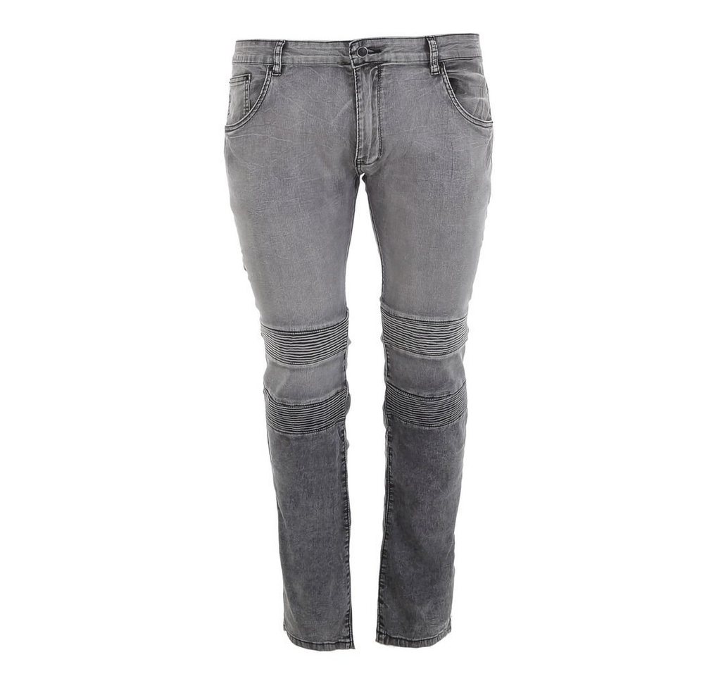 Ital-Design Stretch-Jeans Herren Freizeit Used-Look Stretch Jeans in Grau von Ital-Design