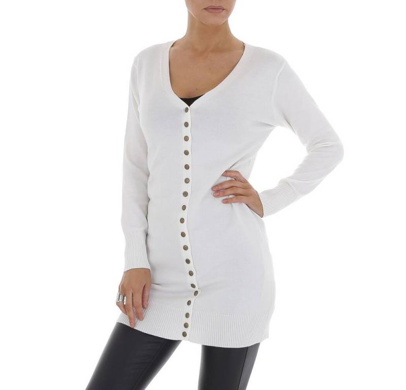 Ital-Design Strickjacke Damen Freizeit (81575152) Stretch Longpullover in Weiß von Ital-Design