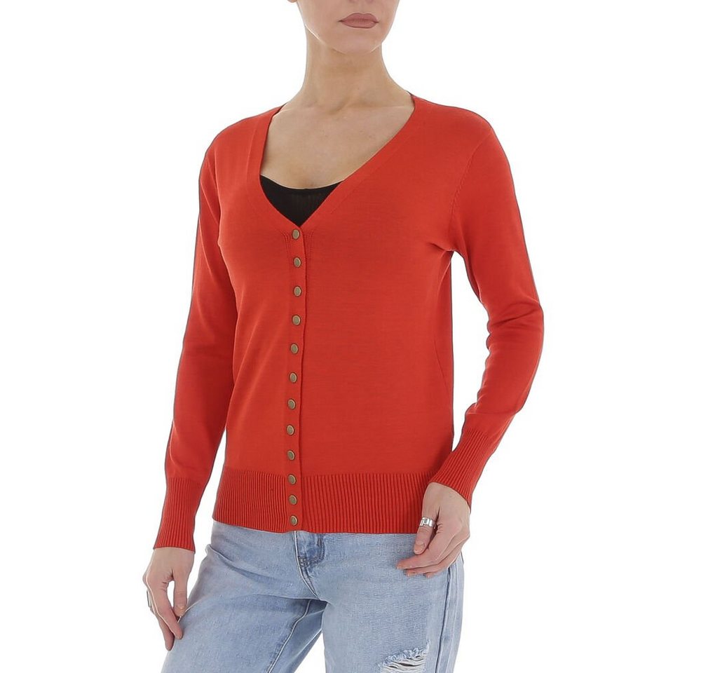 Ital-Design Strickjacke Damen Freizeit Stretch Strickjacke & Cardigan in Orange von Ital-Design