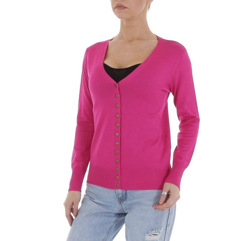 Ital-Design Strickjacke Damen Freizeit Stretch Strickjacke & Cardigan in Pink von Ital-Design