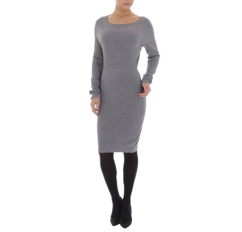 Ital-Design Strickkleid Damen Freizeit Ornamente Stretch Strickoptik Stretchkleid in Grau von Ital-Design