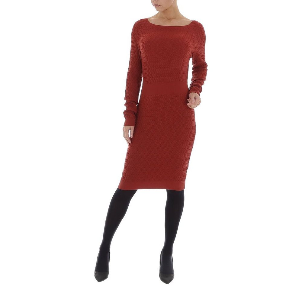 Ital-Design Strickkleid Damen Freizeit Ornamente Stretch Strickoptik Stretchkleid in Terrakotta von Ital-Design