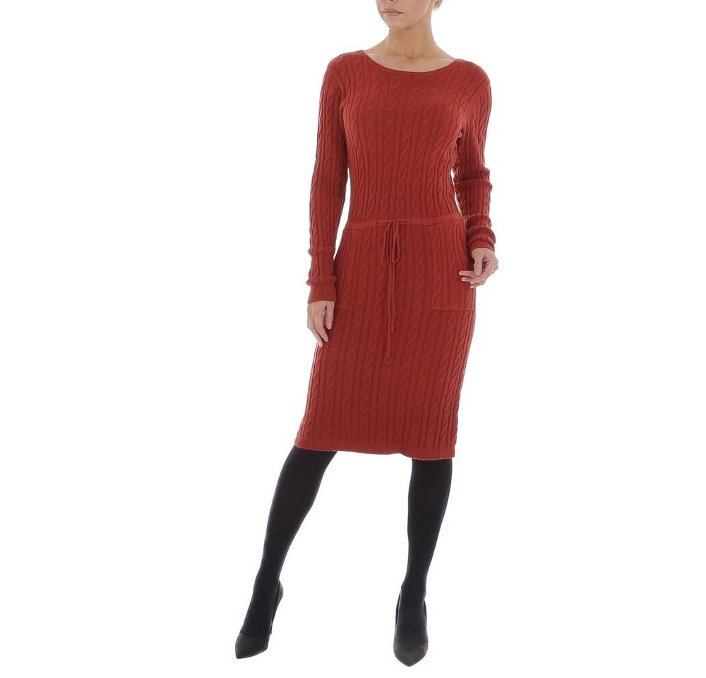 Ital-Design Strickkleid Damen Freizeit Ornamente Stretch Strickoptik Stretchkleid in Terrakotta von Ital-Design