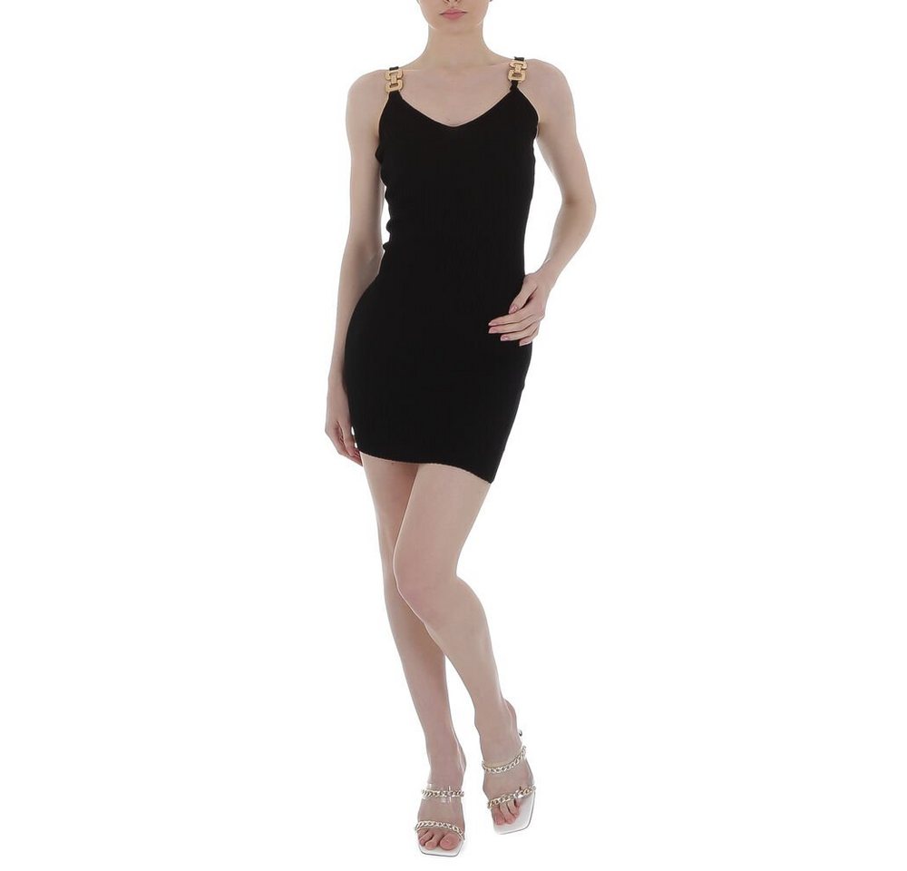 Ital-Design Strickkleid Damen Party & Clubwear Kette Stretch Strickoptik Minikleid in Schwarz von Ital-Design