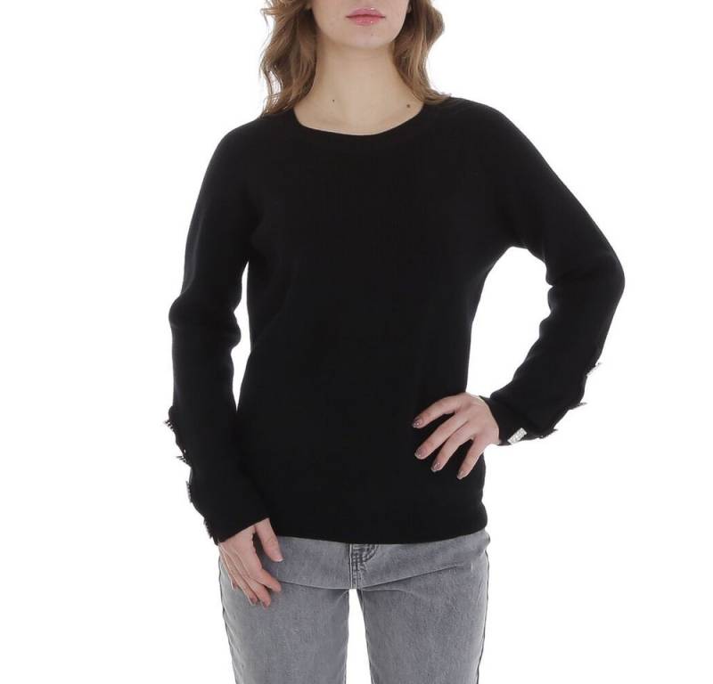 Ital-Design Strickpullover Damen Freizeit (88578875) Strass Stretch Strickpullover in Schwarz von Ital-Design