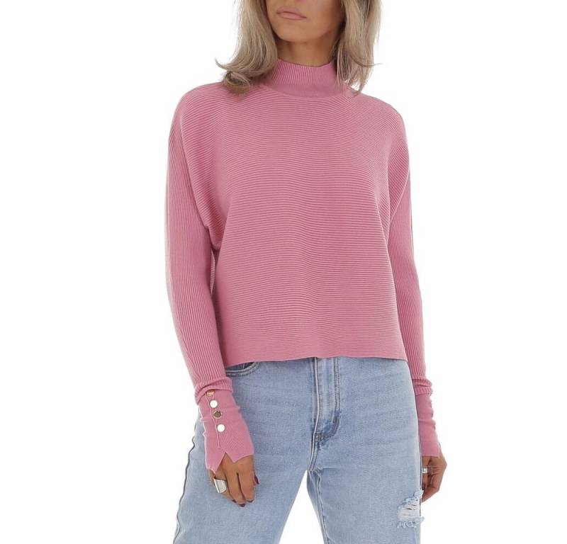 Ital-Design Strickpullover Damen Freizeit Stretch Strickpullover in Pink von Ital-Design