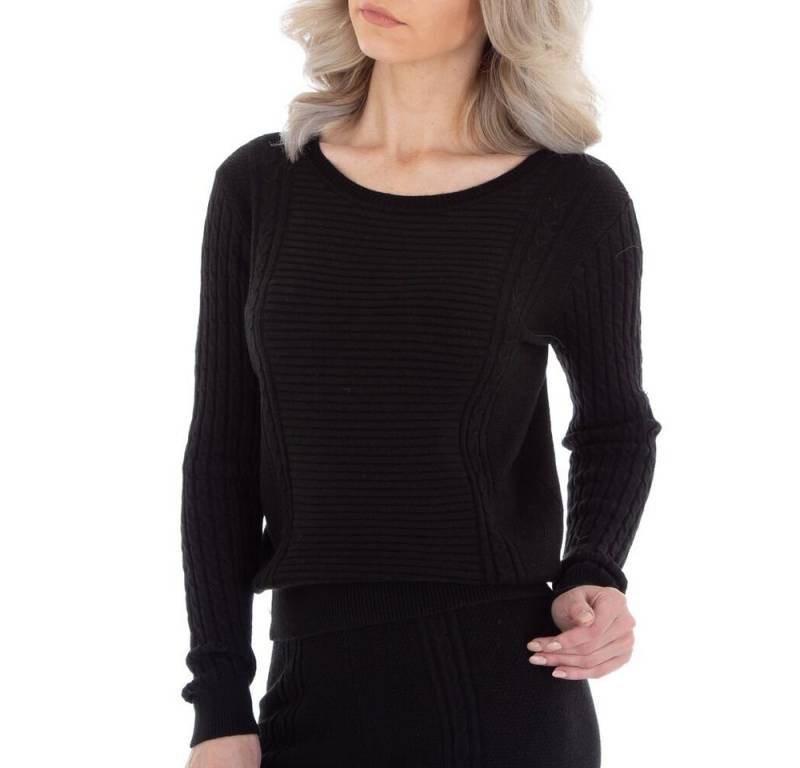 Ital-Design Strickpullover Damen Freizeit (78574893) Stretch Strickpullover in Schwarz von Ital-Design
