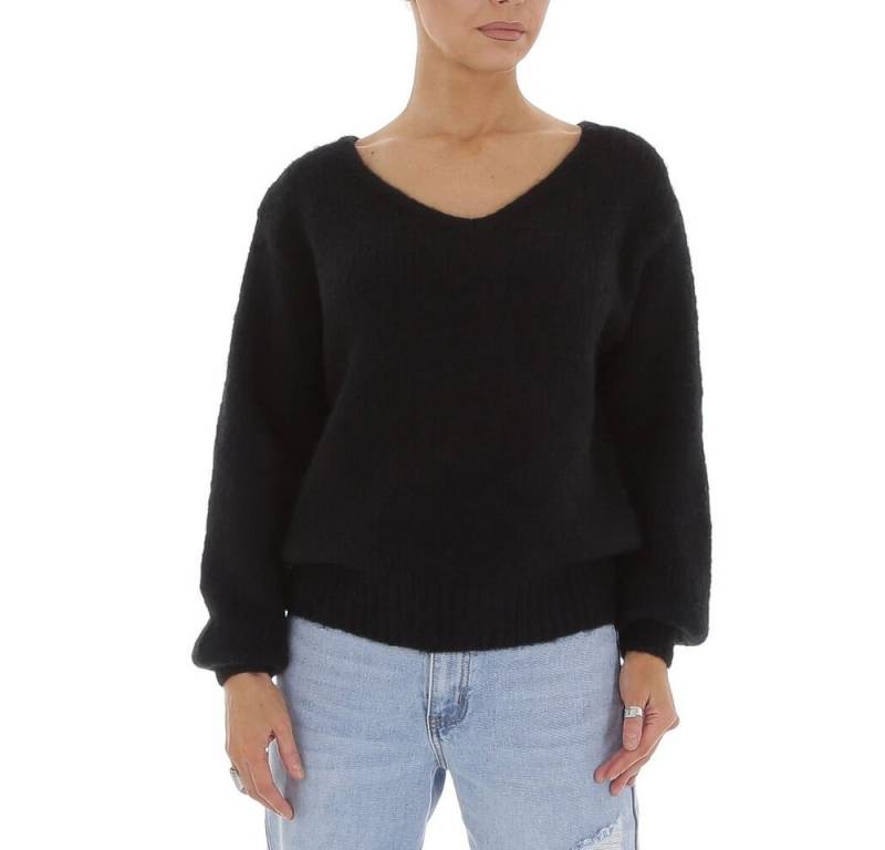 Ital-Design Strickpullover Damen Freizeit (81575121) Stretch Strickpullover in Schwarz von Ital-Design