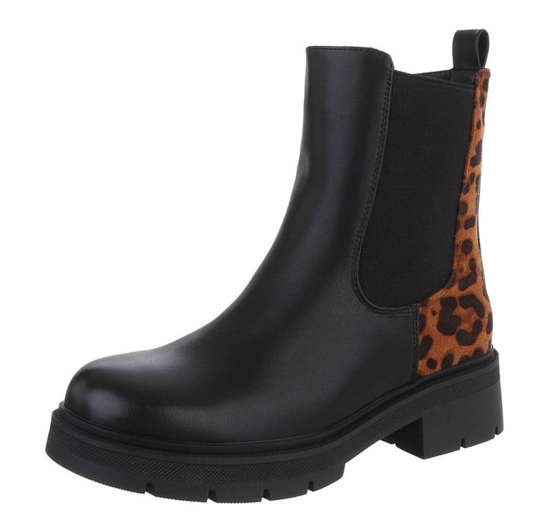 Ital-Design Stylische Chelsea-Boots mit elastischen Einsätzen für Damen Plateaustiefelette (90598570) Blockabsatz Stiefeletten in Schwarz von Ital-Design