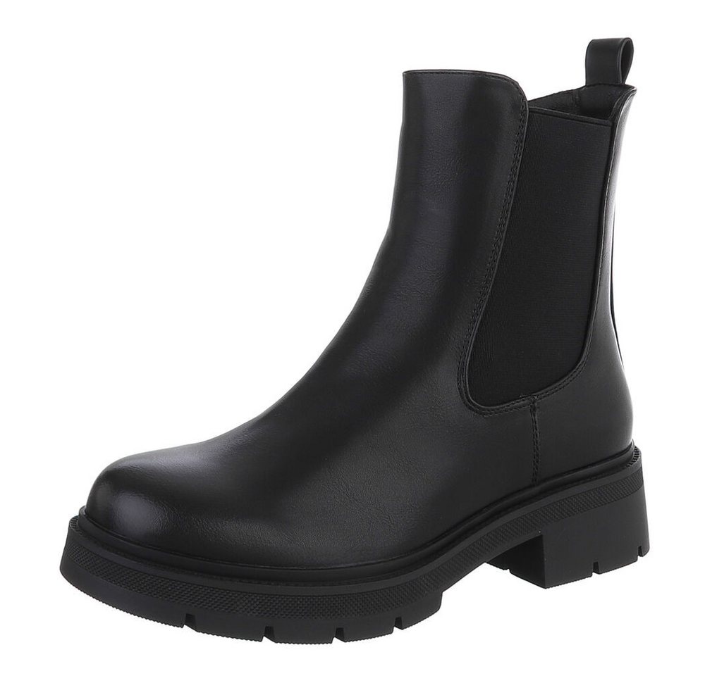 Ital-Design Stylische Chelsea-Boots mit elastischen Einsätzen für Damen Plateaustiefelette (90598577) Blockabsatz Stiefeletten in Schwarz von Ital-Design