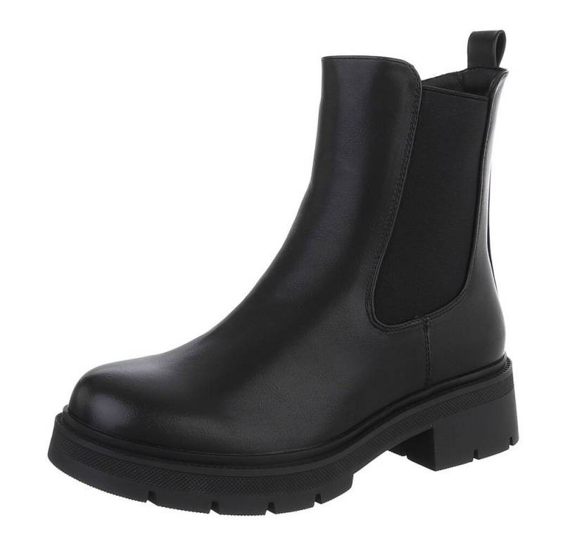 Ital-Design Stylische Chelsea-Boots mit elastischen Einsätzen für Damen Plateaustiefelette (90598577) Blockabsatz Stiefeletten in Schwarz von Ital-Design