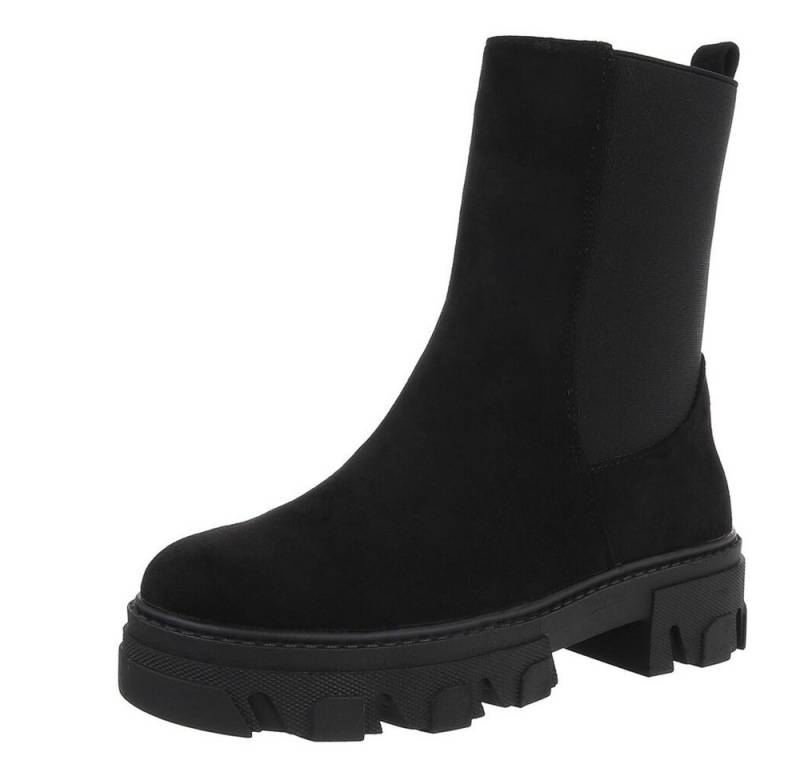 Ital-Design Stylische Stiefelette mit robuster Sohle für Damen Westernstiefelette (71410377) Blockabsatz Plateaustiefeletten in Schwarz von Ital-Design