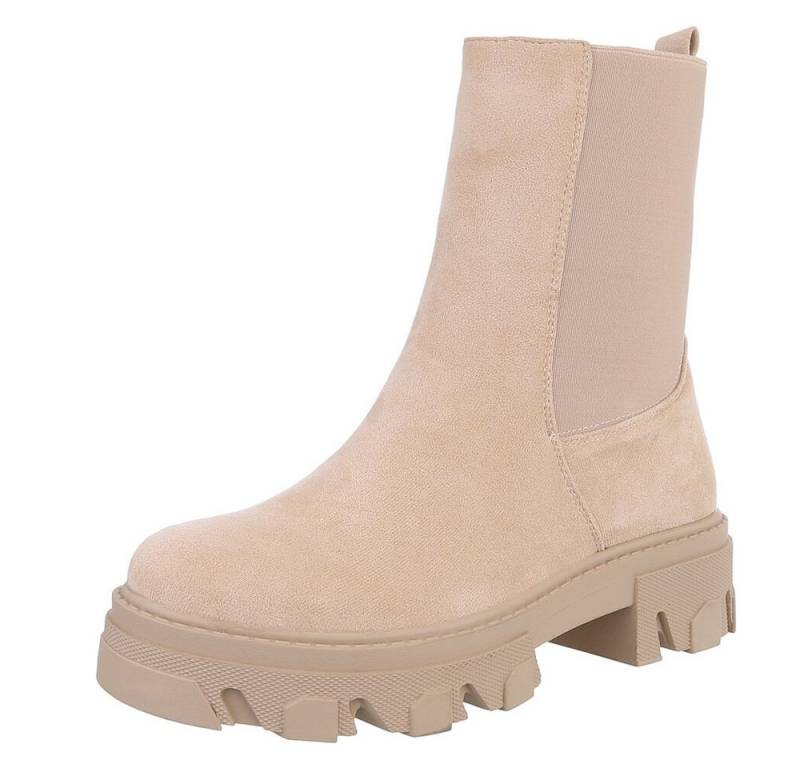 Ital-Design Stylische Stiefelette mit robuster Sohle für Damen Westernstiefelette Blockabsatz Plateaustiefeletten in Schwarz von Ital-Design